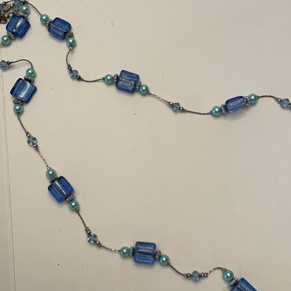 NWOT Blue Glass Stone Necklace - Picture 5 of 7